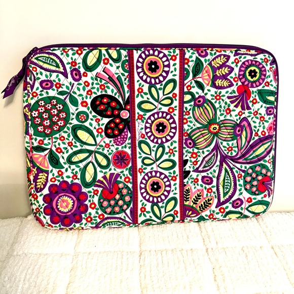 Vera Bradley Handbags - Vera Bradley Purple and Green Quilted Laptop Bag with Paisley Design